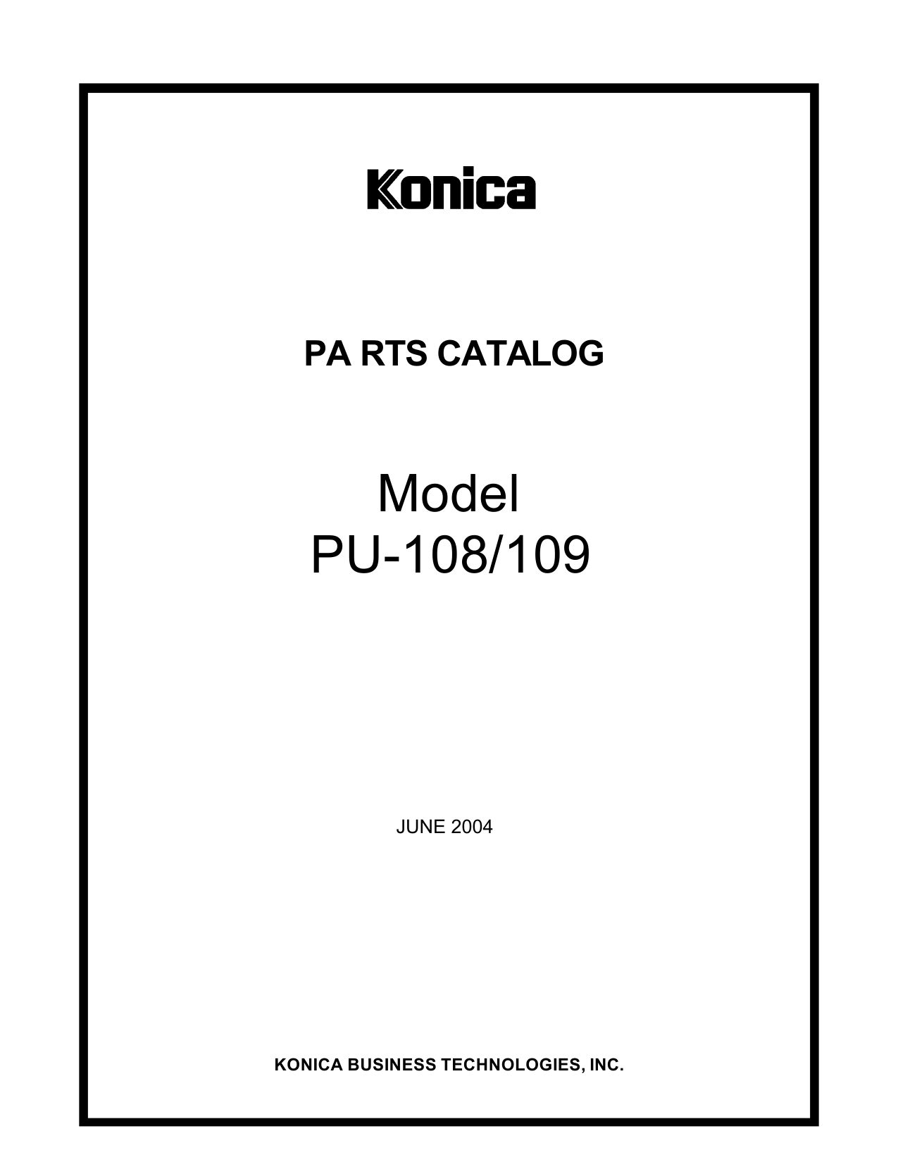 Konica-Minolta Options PU-108 109 Parts Manual-1